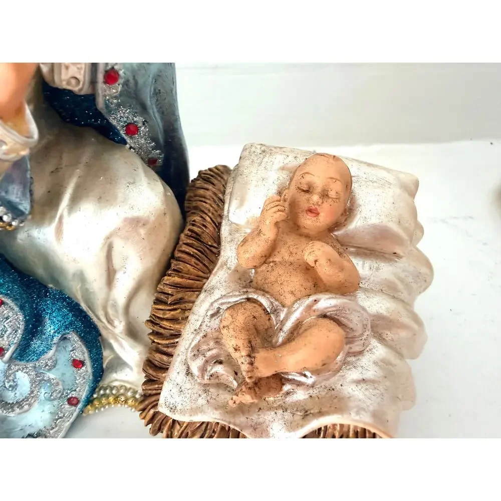 Vintage Hawthorne Village Jeweled Nativity Mary Baby Jesus King Balthazar